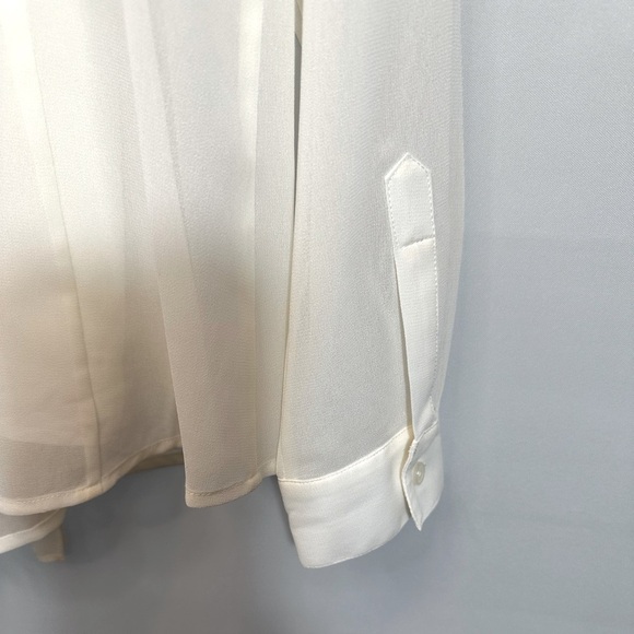 Michael Kors Button Front Tie Neck 2 Piece Blouse Cami Long Sleeve Sheer Size M - Picture 8 of 10